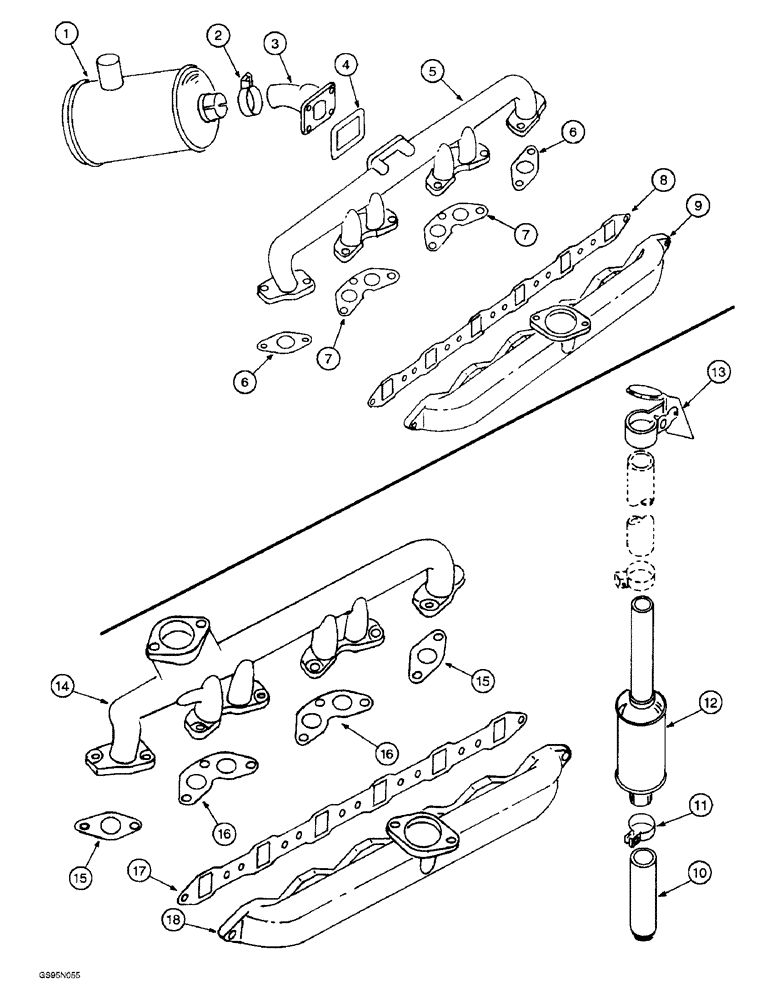 Схема запчастей Case IH D-301 - (3-58) - INTAKE MANIFOLDS AND EXHAUST SYSTEMS 