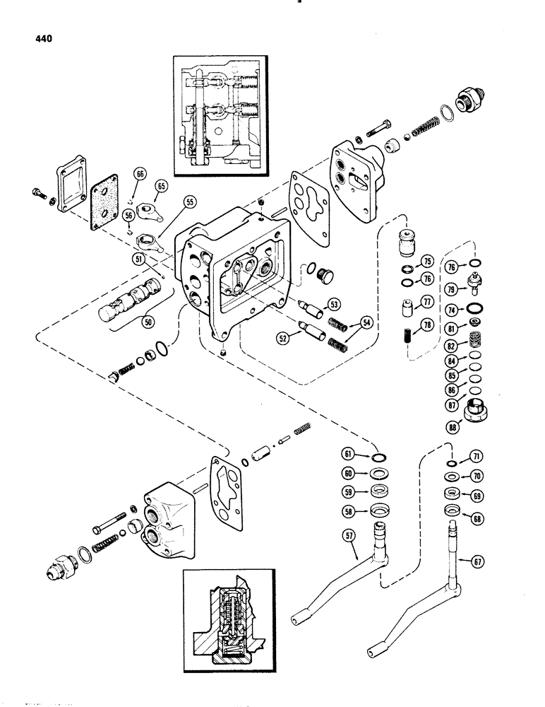 Схема запчастей Case IH 1070 - (0440) - A44192 AUXILIARY VALVE, 1ST USED TRACTOR SERIAL NUMBER 8709725 (08) - HYDRAULICS