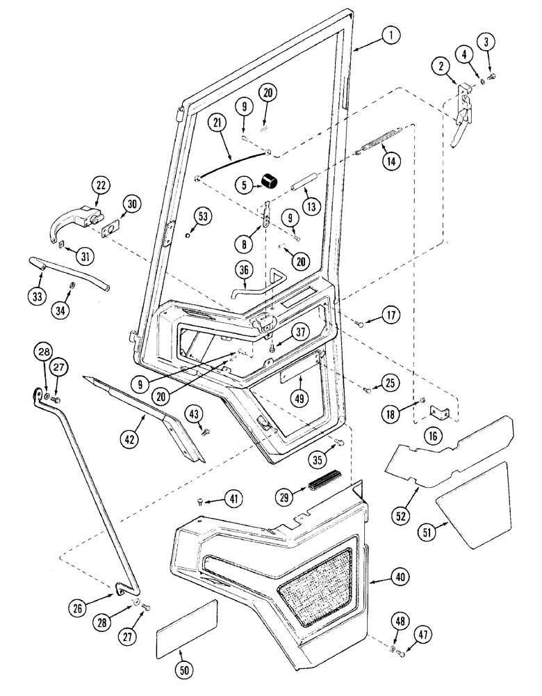 Схема запчастей Case IH 7220 - (9-112) - CAB, DOOR AND LATCH (09) - CHASSIS/ATTACHMENTS