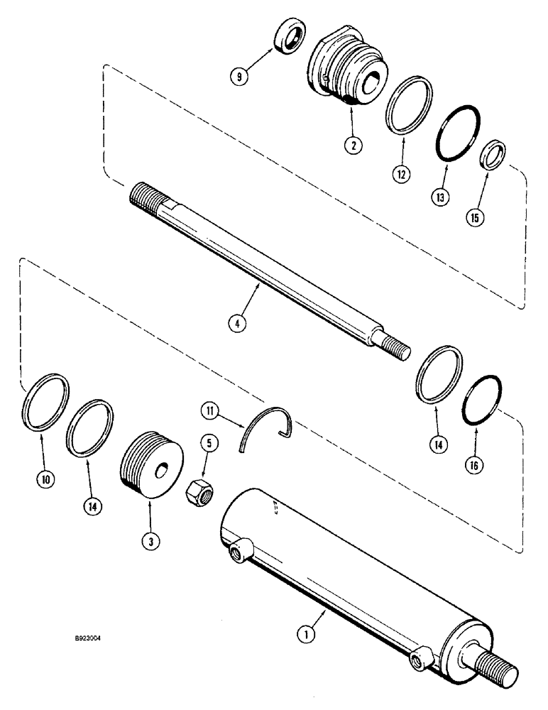 Схема запчастей Case IH 1644 - (5-38) - STEERING CYLINDER, POWER GUIDE AXLE (04) - STEERING