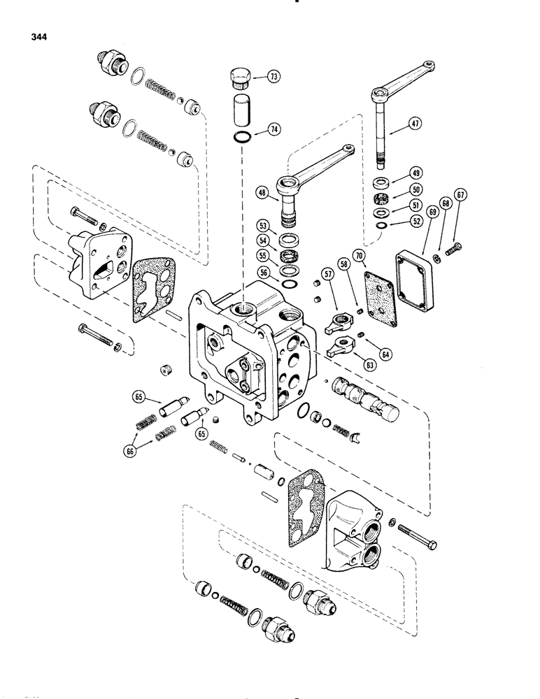 Схема запчастей Case IH 1270 - (344) - A141382 REMOTE HYDRAULIC VALVE, LEFT HAND, WITHOUT RELIEF VALVE (08) - HYDRAULICS