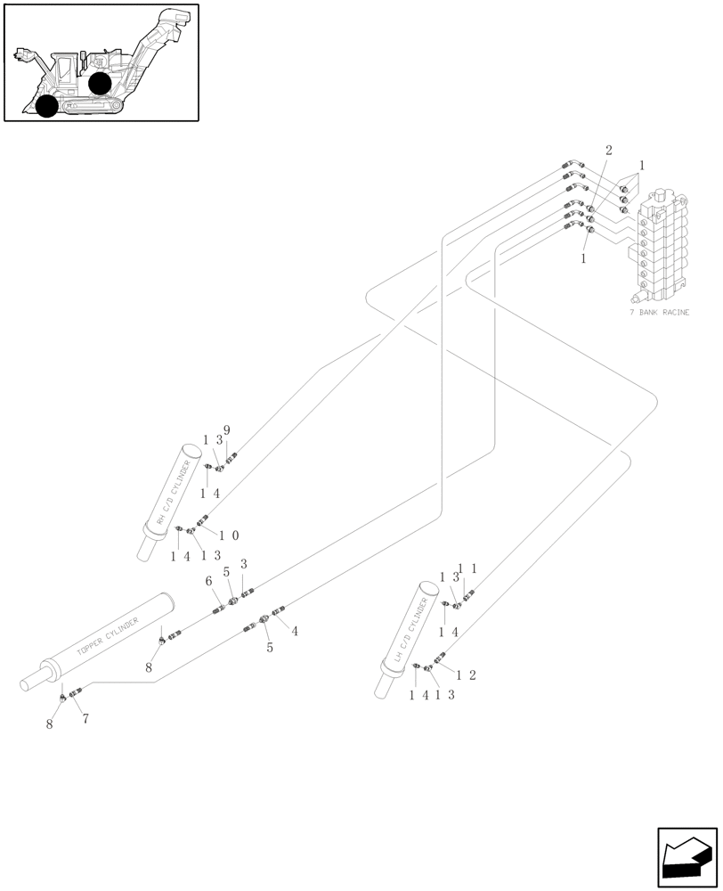 Схема запчастей Case IH A4000 - (B06.11[01]) - HYDRAULIC CIRCUIT (TOPPER & CROPDIVIDER LIFT CYLINDERS) Hydraulic Components & Circuits