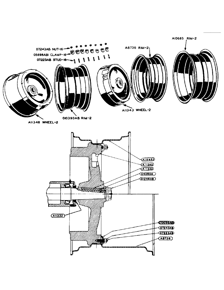 Схема запчастей Case IH 940 - (2-082) - REAR WHEELS, FOR 14-34, 15-34 AND 18-26 TIRES (06) - POWER TRAIN