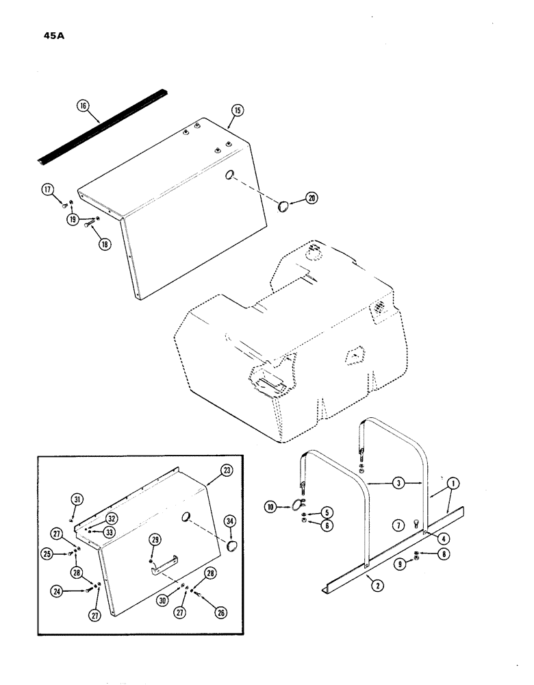 Схема запчастей Case IH 1270 - (045A) - FUEL TANK SUPPORTS, 451BDT, DIESEL ENGINE, USED PRIOR TO TRACTOR S/N 8715153 (03) - FUEL SYSTEM