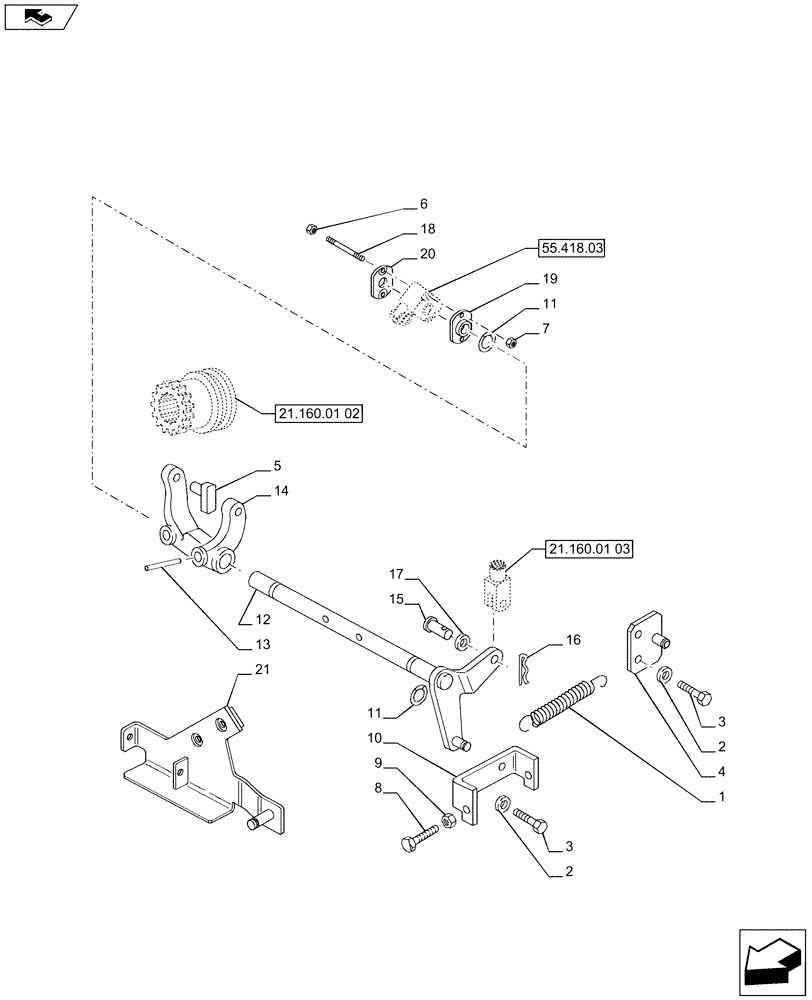 Схема запчастей Case IH PUMA 200 - (21.160.01[01]) - SUPP. GEAR REDUCTION UNIT - REDUCTION UNIT CONTROLS (VAR.720146) (21) - TRANSMISSION