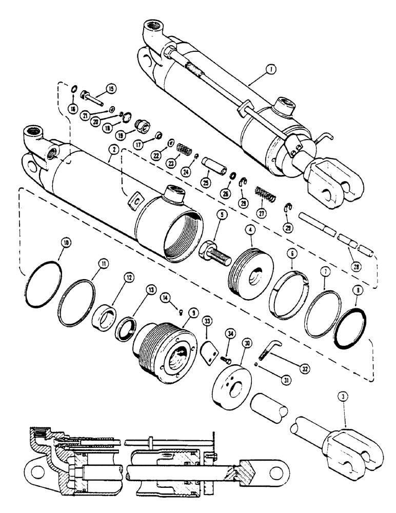 Схема запчастей Case IH 1175 - (190) - G32083 REMOTE HYDRAULIC CYLINDER, 3-1/4 INCH BORE X 8 INCH STROKE (08) - HYDRAULICS