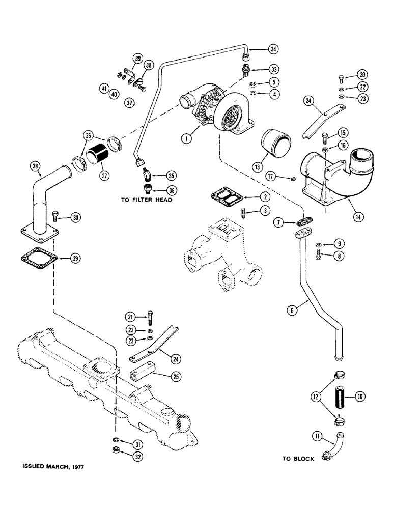 Схема запчастей Case IH 1570 - (016) - TURBO-CHARGER SYSTEM, 504BDT DIESEL ENGINE (02) - ENGINE