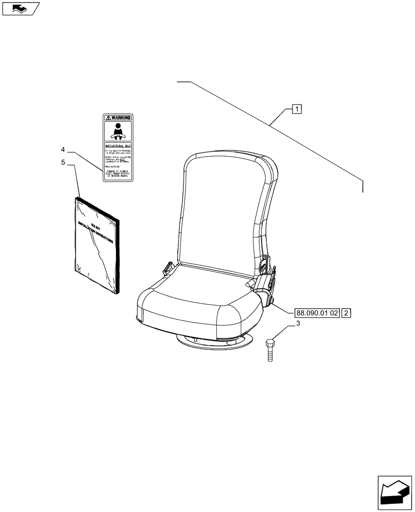 Схема запчастей Case IH PUMA 215 - (88.090.01[01]) - DIA KIT - PASSENGER SEAT WITH BELTS (88) - ACCESSORIES