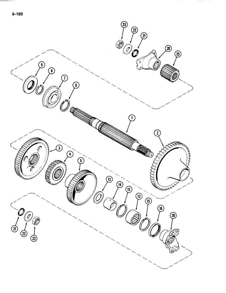 Схема запчастей Case IH 4494 - (6-180) - TRANSMISSION OUTPUT SHAFT (06) - POWER TRAIN