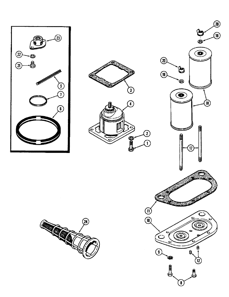 Схема запчастей Case IH 1570 - (174) - HYDRAULICS, CHARGING PUMP, OIL FILTERS AND INLET FILTER (08) - HYDRAULICS