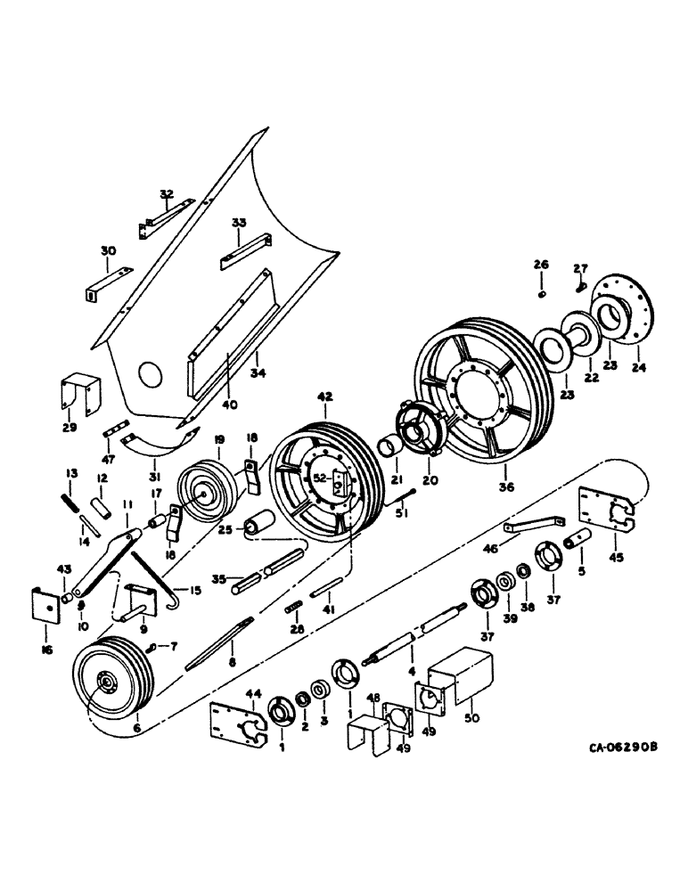 Схема запчастей Case IH 1480 - (33-13) - FEEDER, FEEDER JACKSHAFT DRIVE, SERIAL NO. 14001 AND ABOVE (13) - FEEDER