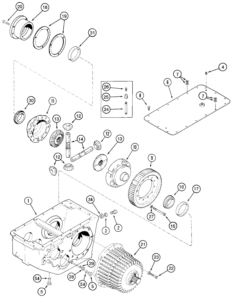 Схема запчастей Case IH 2344 - (06-16) - TRANSMISSION ASSY - HOUSING AND DIFFERENTIAL (03) - POWER TRAIN