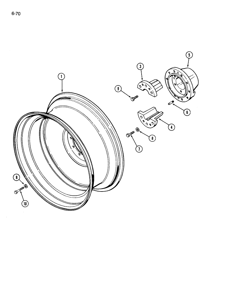 Схема запчастей Case IH 3594 - (6-070) - DUAL REAR WHEELS, 38 AND 42 INCH STEEL RIMS, 10 BOLT (06) - POWER TRAIN