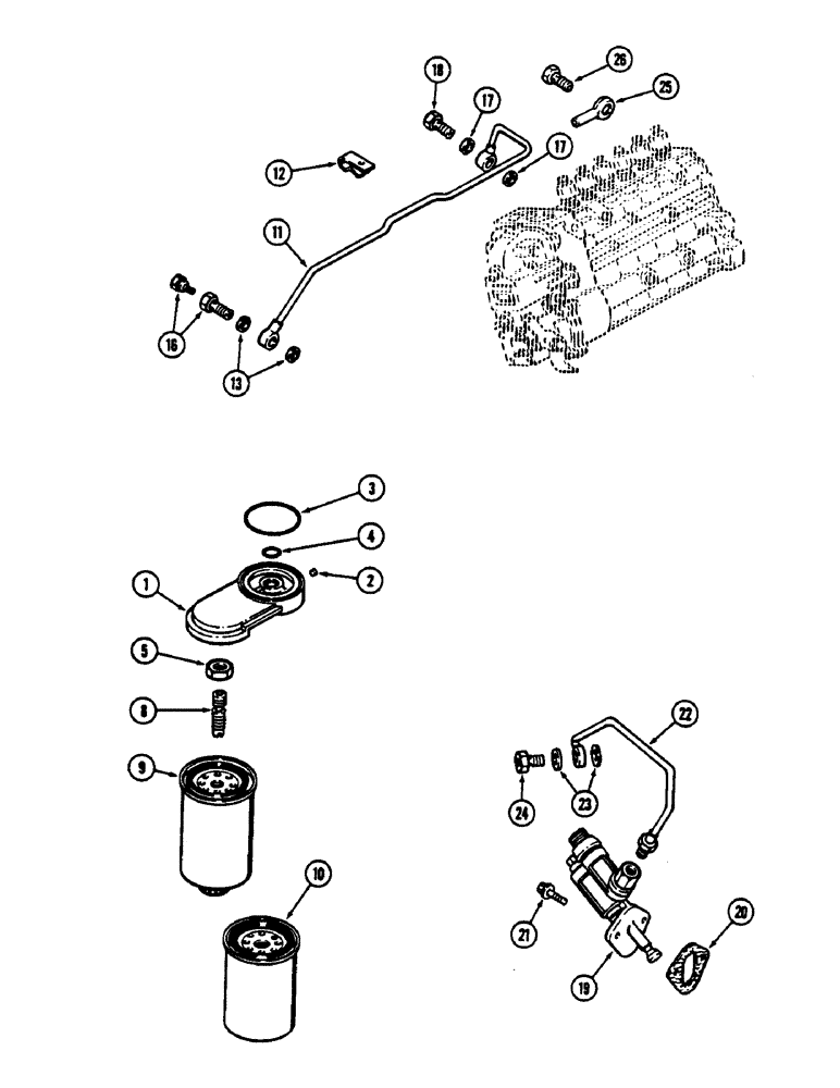 Схема запчастей Case IH 9130 - (04-36) - FUEL FILTER AND TRANSFER PUMP, 6TA-830 ENGINE (04) - Drive Train