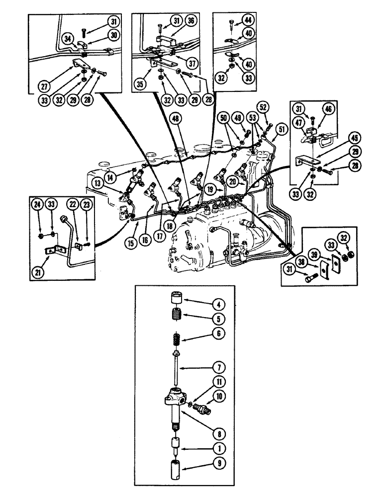 Схема запчастей Case IH 4890 - (3-64) - FUEL INJECTION SYSTEM, 674 CUBIC INCH DIESEL ENGINE, USED WITH A46366 AND A46555 FUEL INJECTION PUMP (03) - FUEL SYSTEM