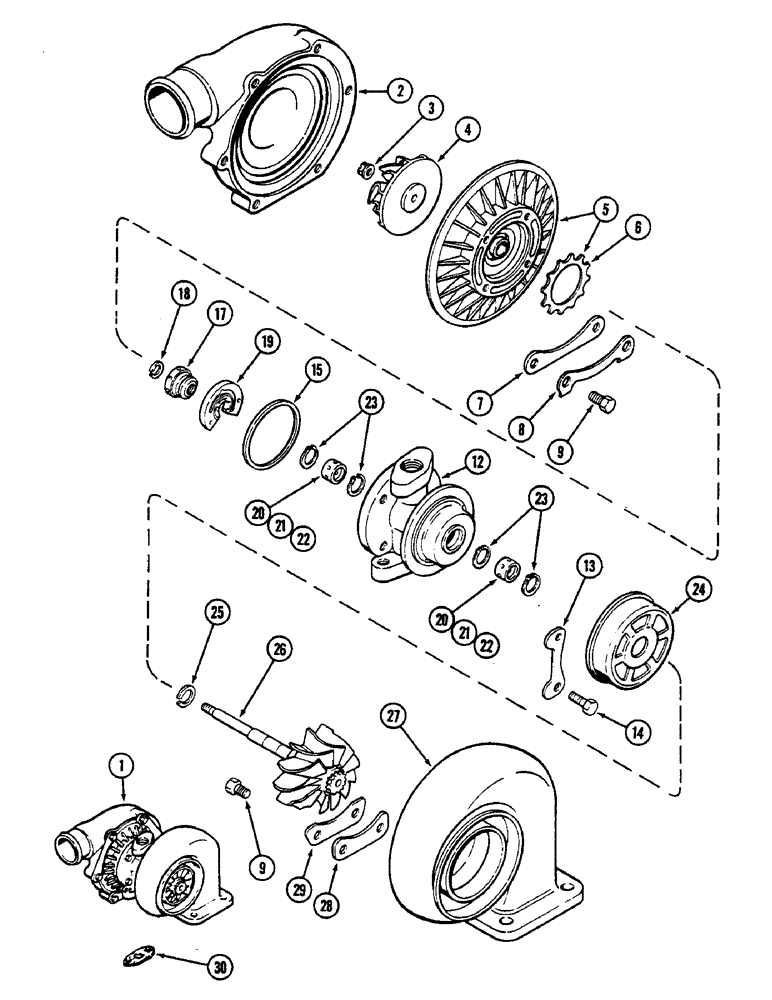 Схема запчастей Case IH 2290 - (2-022) - TURBOCHARGER ASSEMBLY, 504BDT DIESEL ENGINE, ENGINE SERIAL NUMBER 10333257 AND AFTER (02) - ENGINE