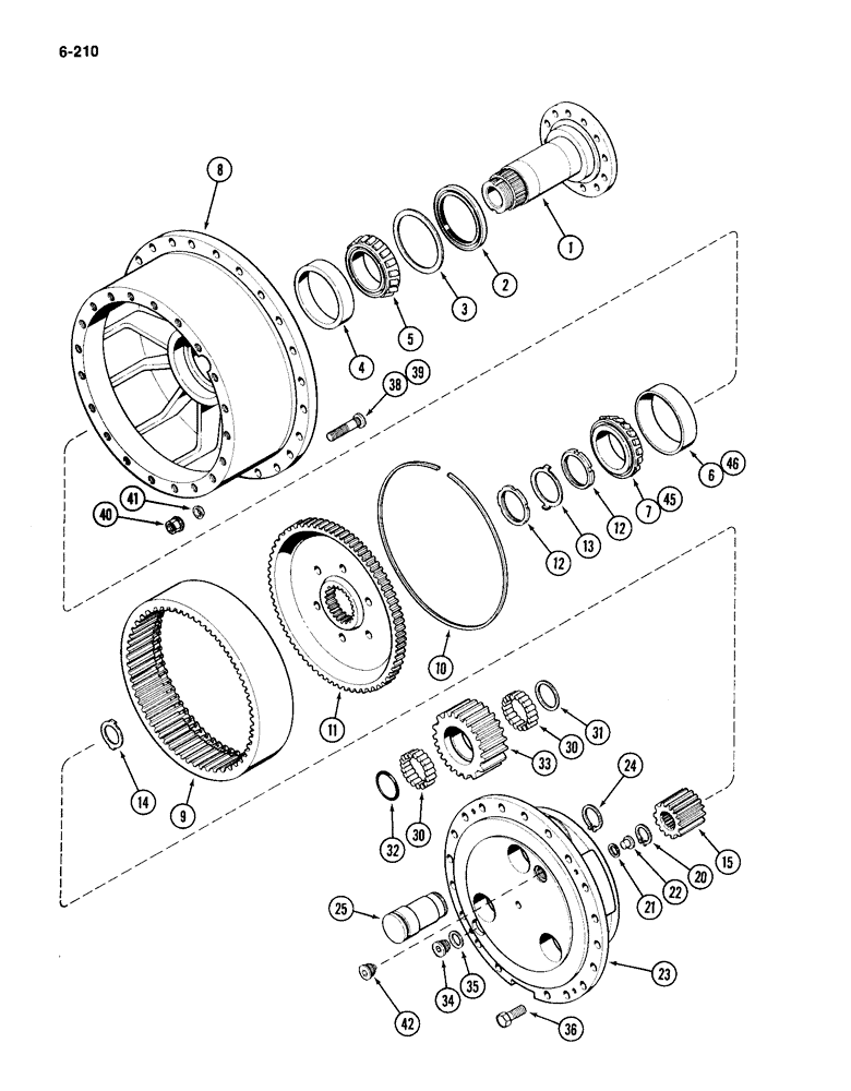 Схема запчастей Case IH 4994 - (6-210) - FRONT STEERING AXLE PLANETARIES (06) - POWER TRAIN