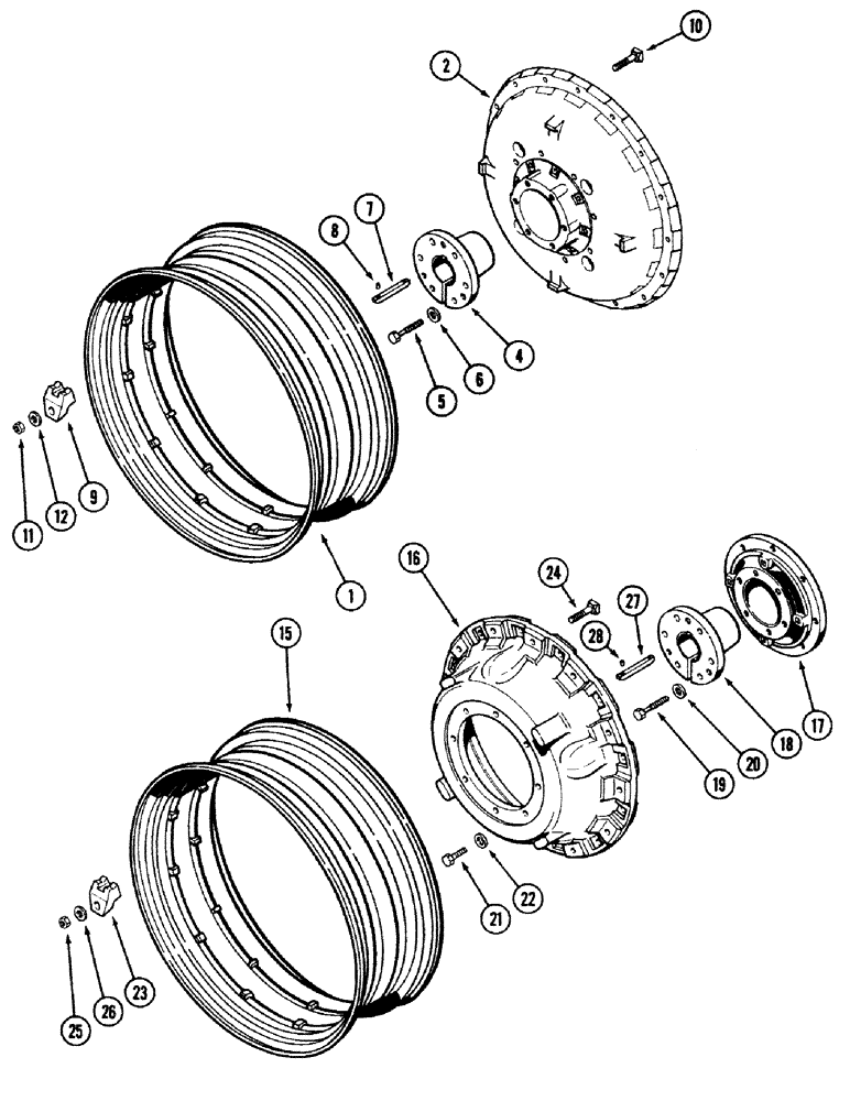 Схема запчастей Case IH 2594 - (6-074) - REAR WHEELS, SOLID CAST WITH 38 INCH RIMS (06) - POWER TRAIN