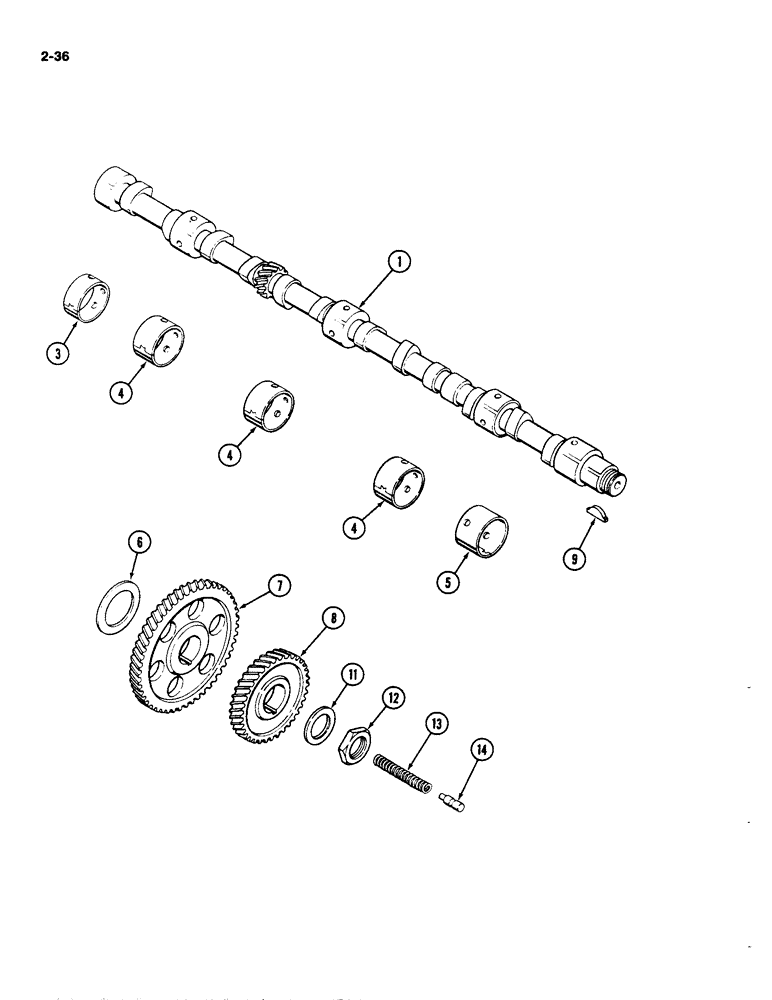 Схема запчастей Case IH 4490 - (2-036) - CAMSHAFT, 504BDT DIESEL ENGINE (02) - ENGINE