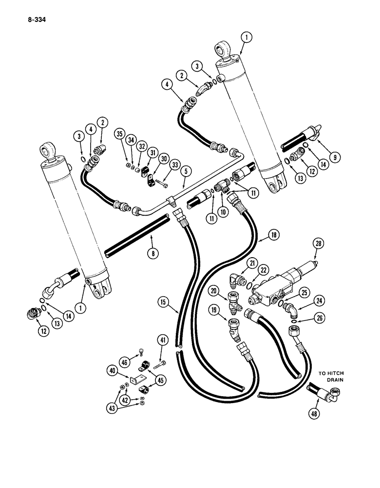 Схема запчастей Case IH 4994 - (8-334) - HITCH CYLINDER CIRCUIT (08) - HYDRAULICS