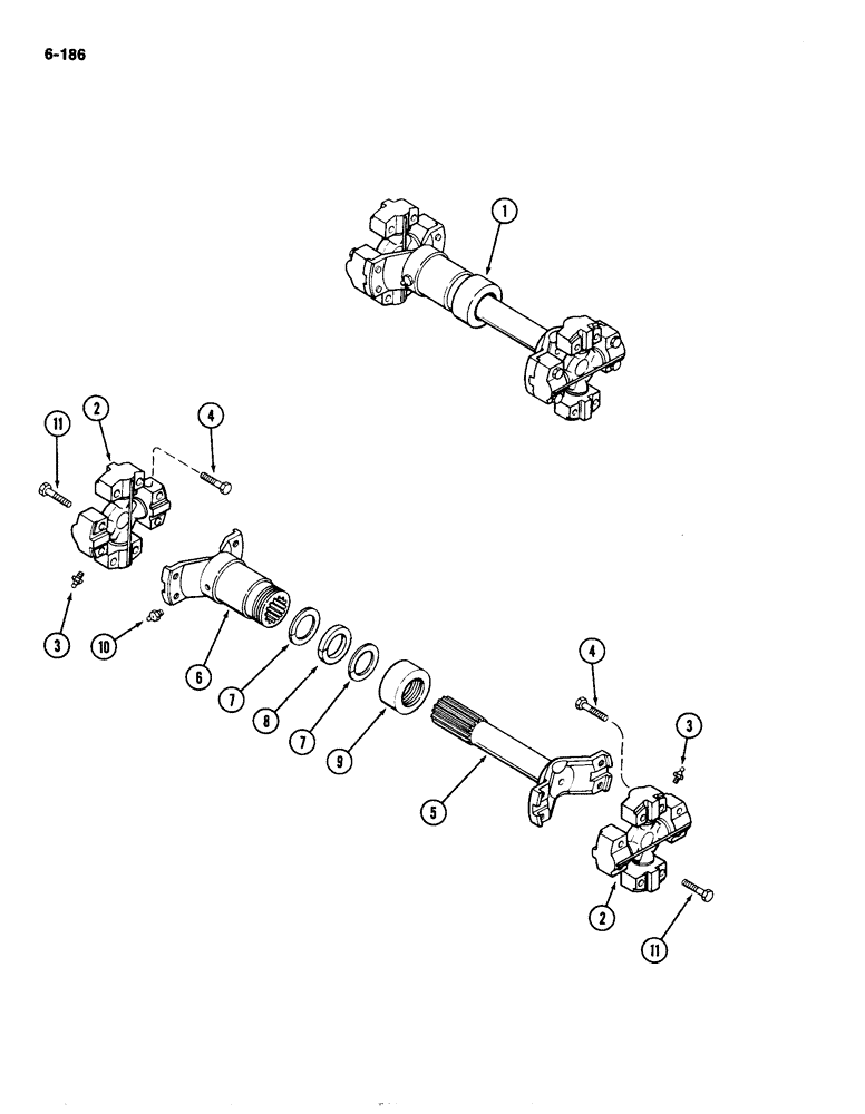 Схема запчастей Case IH 4490 - (6-186) - FRONT AXLE DRIVE SHAFT (06) - POWER TRAIN