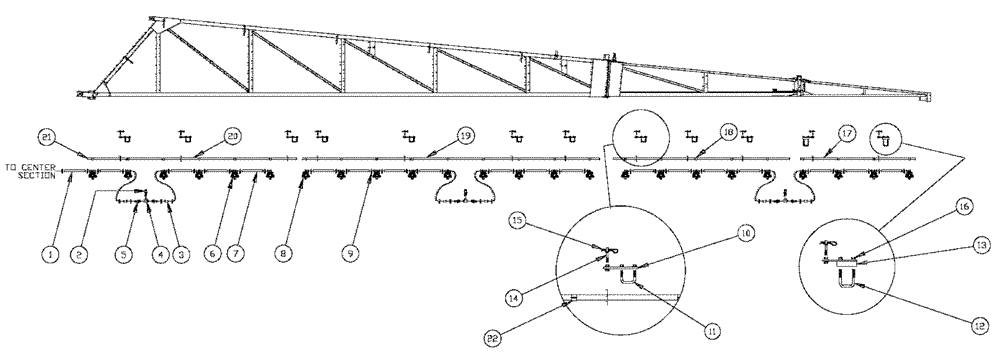 Схема запчастей Case IH 3150 - (09-019) - 90 R.H./L.H., 6-BOOM SHUTOFF, 20" NOZZLE SPACING Liquid Plumbing