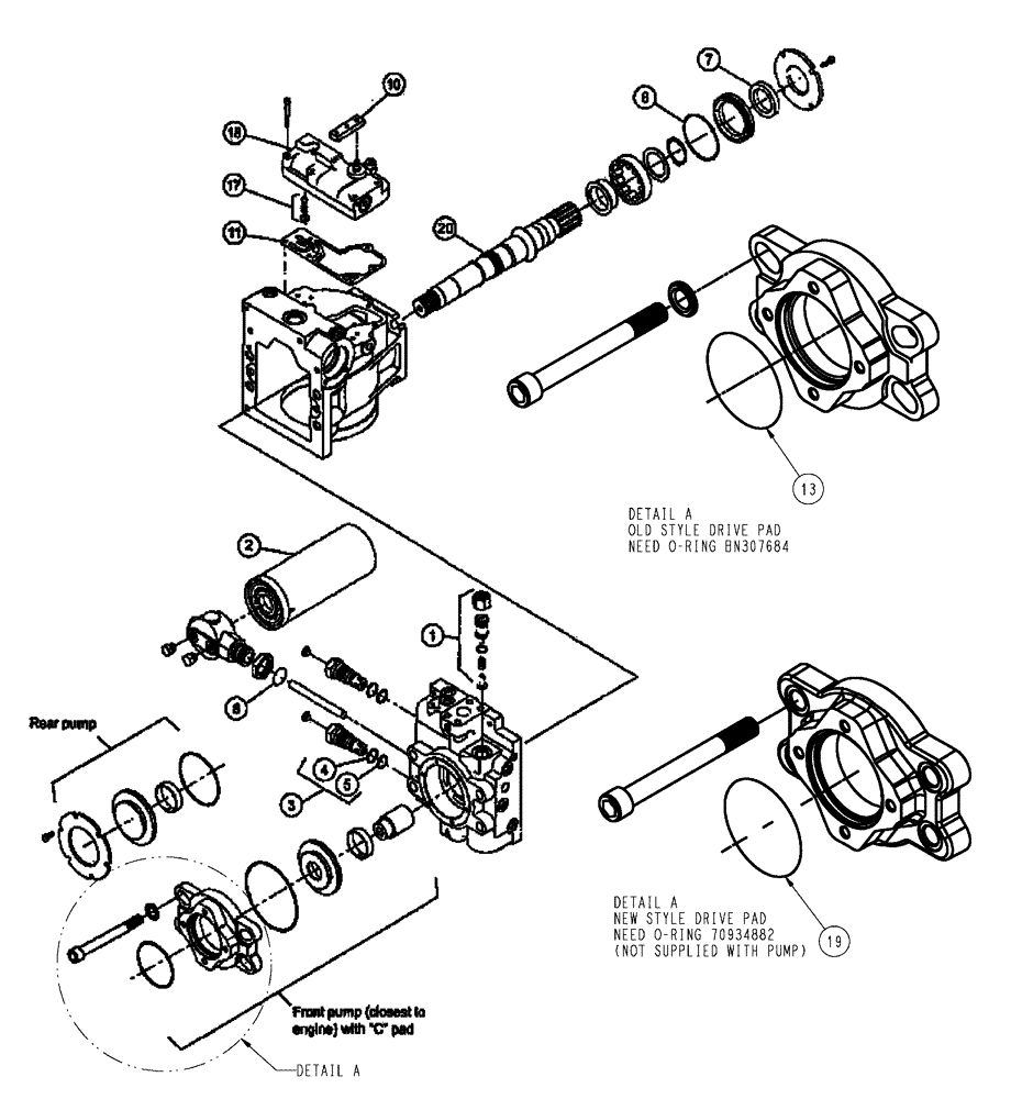 Схема запчастей Case IH SPX3150 - (131) - TANDEM PUMP (35) - HYDRAULIC SYSTEMS