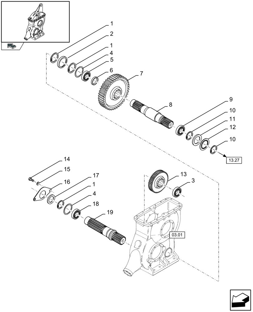 Схема запчастей Case IH LBX332P - (03.03[01]) - MAIN GEARBOX (03) - MAIN GEARBOX