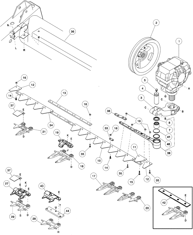 Схема запчастей Case IH 2062 - (09-08) - KNIFE ASSEMBLY (03) - CHASSIS/MOUNTED EQUIPMENT