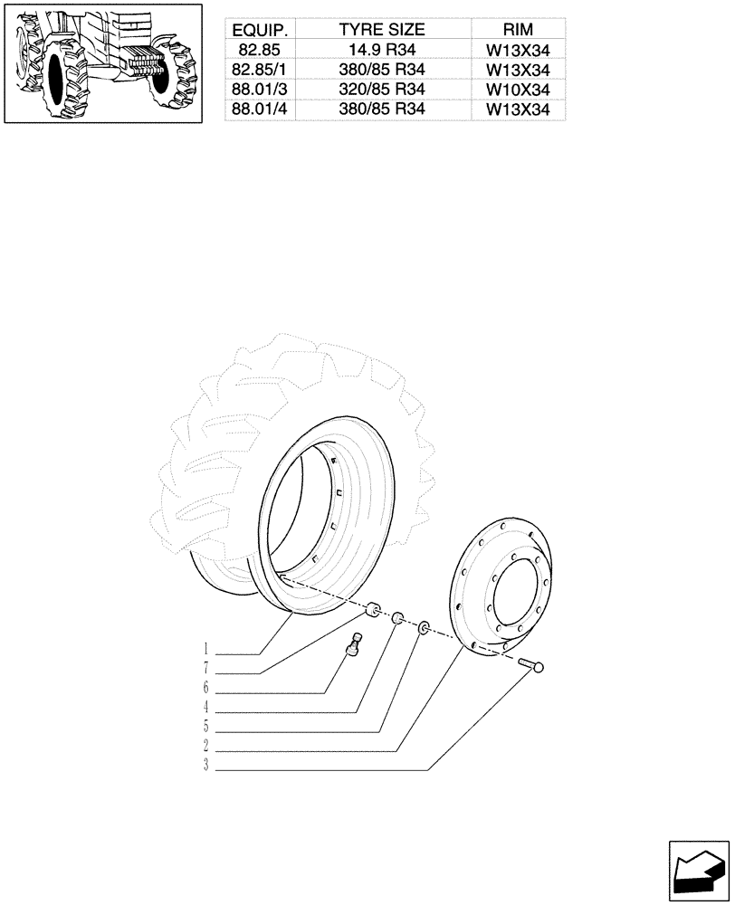 Схема запчастей Case IH PUMA 210 - (82.00[04]) - 4WD DRIVING WHEELS (Mar 12 2009 9:04:00.4142 AM) (11) - WHEELS/TRACKS