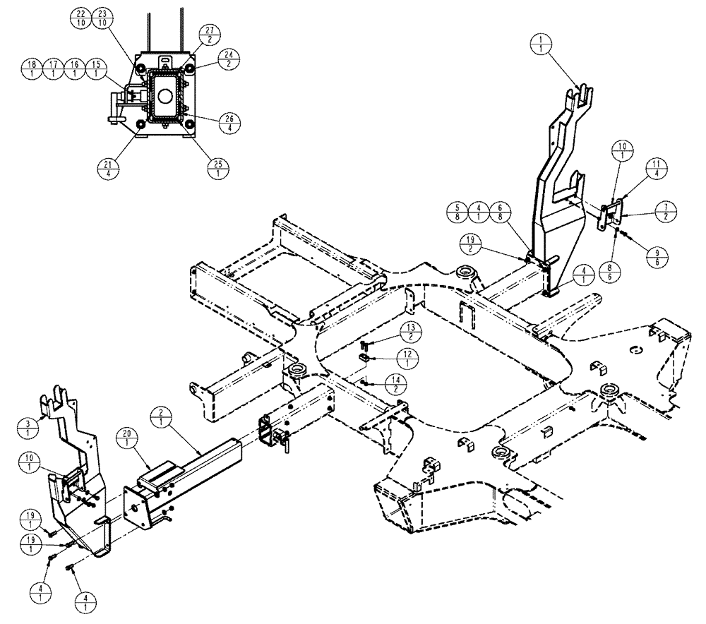 Схема запчастей Case IH SPX3320 - (04-028) - CRADLE GROUP, BOOM Suspension & Frame