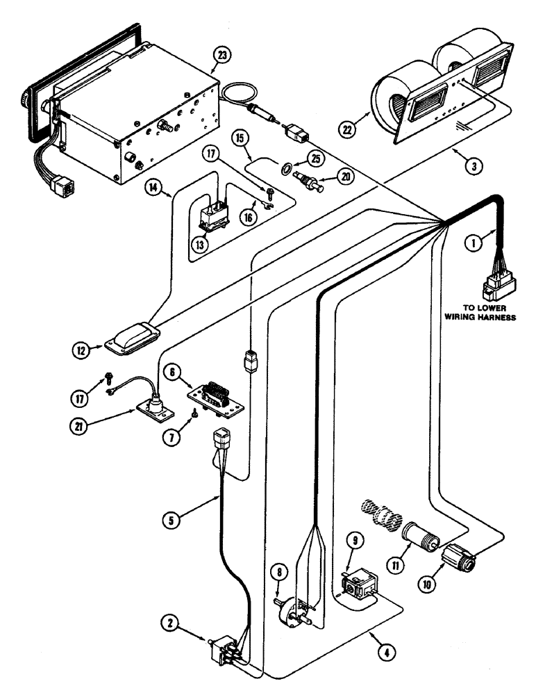 Схема запчастей Case IH 4890 - (4-092) - CAB, HEADLINER WIRING, PRIOR TO CAB SERIAL NO. 12033908 (04) - ELECTRICAL SYSTEMS