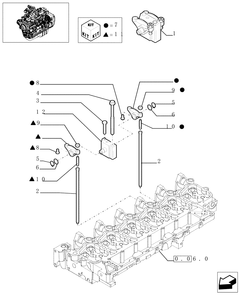 Схема запчастей Case IH F4GE0684E D600 - (0.06.6[01]) - ROCKER SHAFT (4895901) 