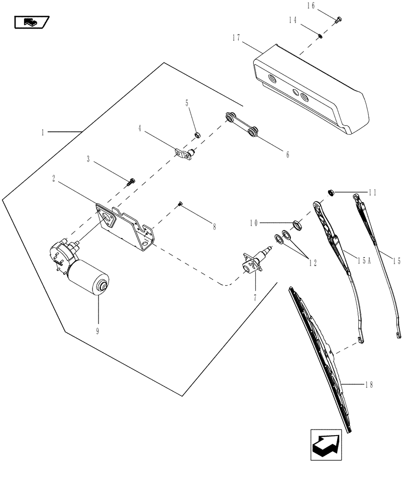 Схема запчастей Case IH MAGNUM 255 - (04-22) - WINDSHIELD WIPER ASSEMBLY - FRONT AND REAR (04) - ELECTRICAL SYSTEMS