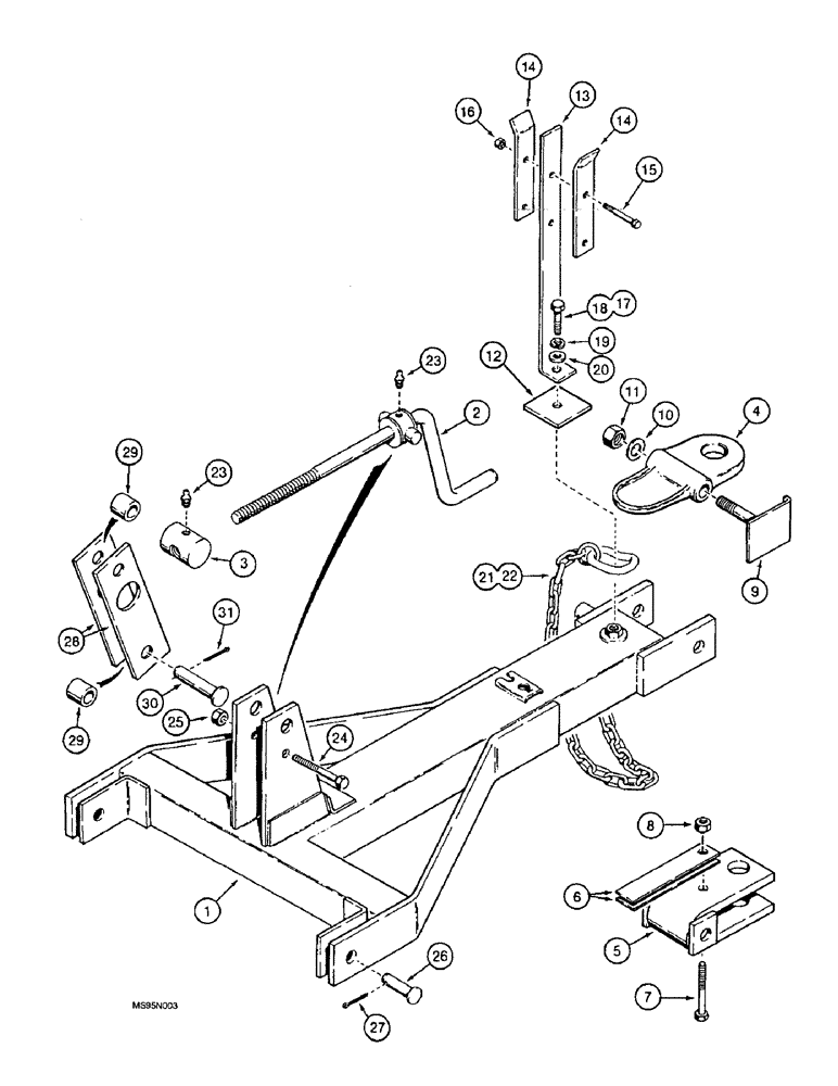 Схема запчастей Case IH 4900 - (9-26) - LEVEL LIFT TRACTOR HITCH, FRONT ADJUSTABLE HITCH (09) - CHASSIS/ATTACHMENTS