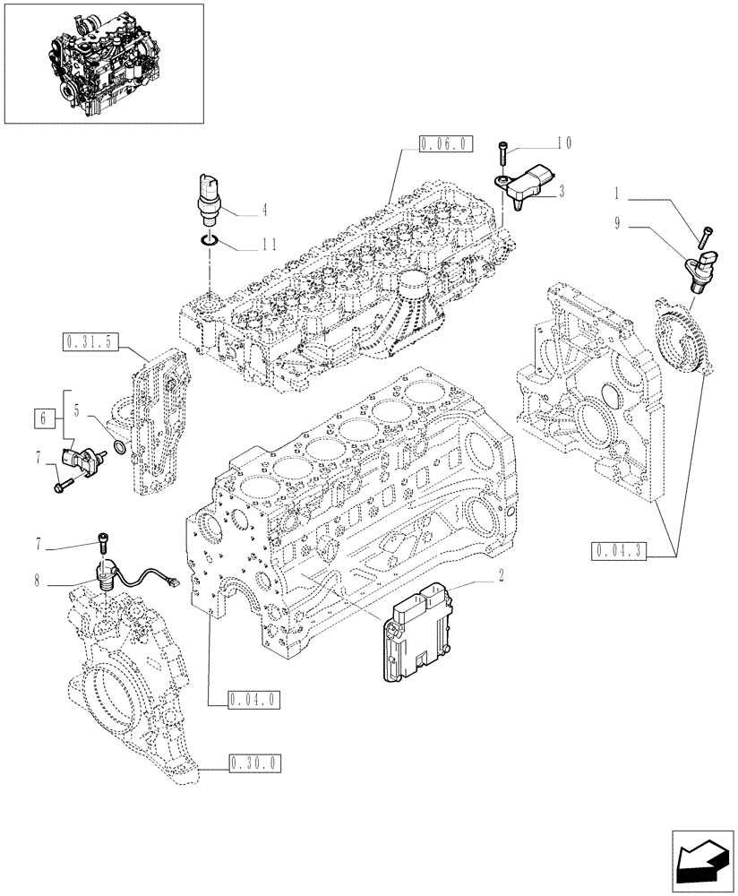 Схема запчастей Case IH PUMA 210 - (0.41.0) - ELECTRONIC INJECTION (01) - ENGINE