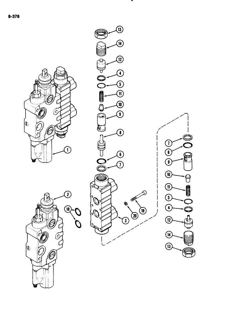 Схема запчастей Case IH 2294 - (8-378) - REMOTE CONTROL VALVE, ADD ON FOR THIRD CIRCUIT, WITH LOAD CHECK (08) - HYDRAULICS