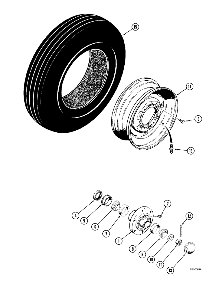 Схема запчастей Case IH 5800 - (9-62) - WHEELS AND HUBS, GAUGE WHEEL (09) - CHASSIS/ATTACHMENTS