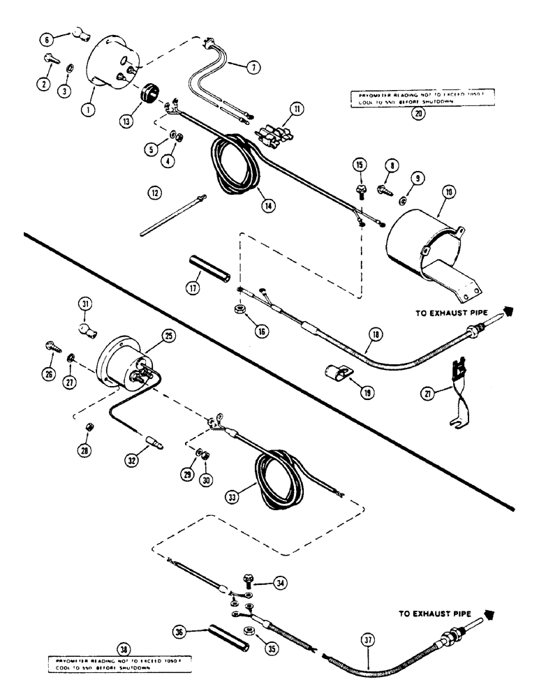 Схема запчастей Case IH 2670 - (024) - ENGINE EXHAUST PYROMETER, FIRST USED TRACTOR SERIAL NUMBER 8767844 (02) - ENGINE