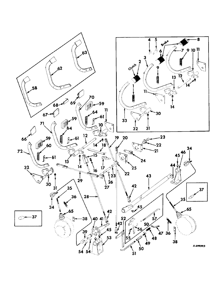 Схема запчастей Case IH 503 - (132) - WHEEL BRAKE AND CLUTCH ARM, PEDAL AND, CONTROLS (33) - BRAKES & CONTROLS