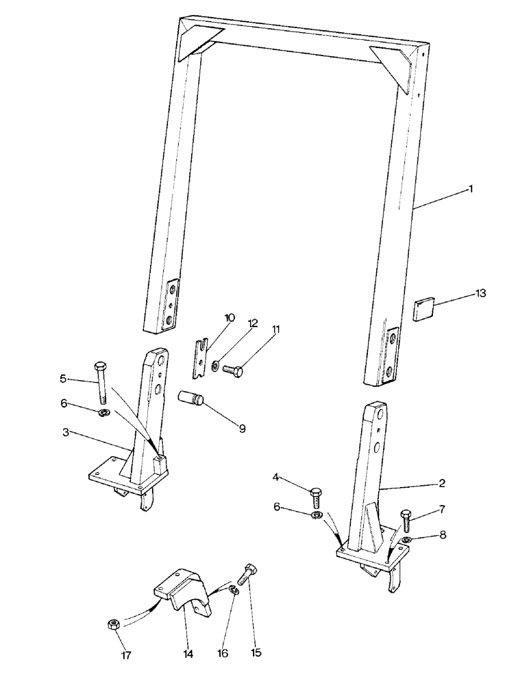 Схема запчастей Case IH 1390 - (N-12) - TWO POST ROLL BAR, U4705 (08) - SHEET METAL