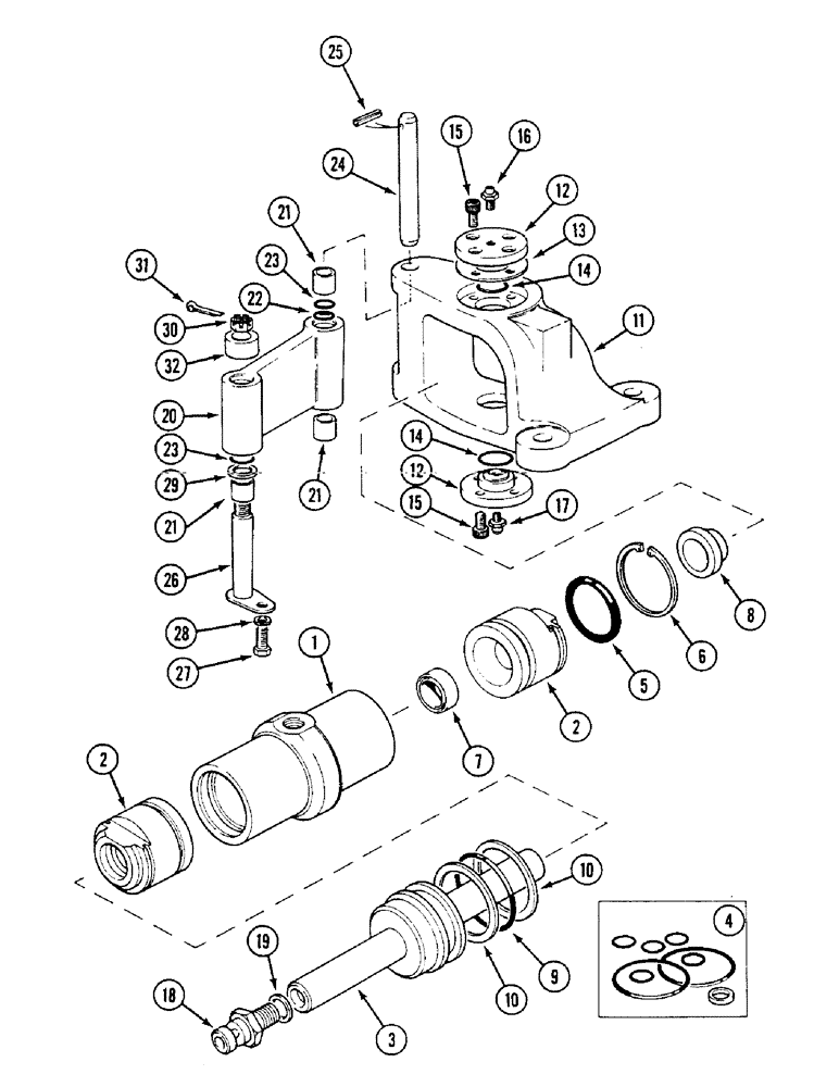 Схема запчастей Case IH 1594 - (5-116) - TRANSVERSE STEERING CYLINDER, TWO-WHEEL DRIVE TRACTORS (05) - STEERING