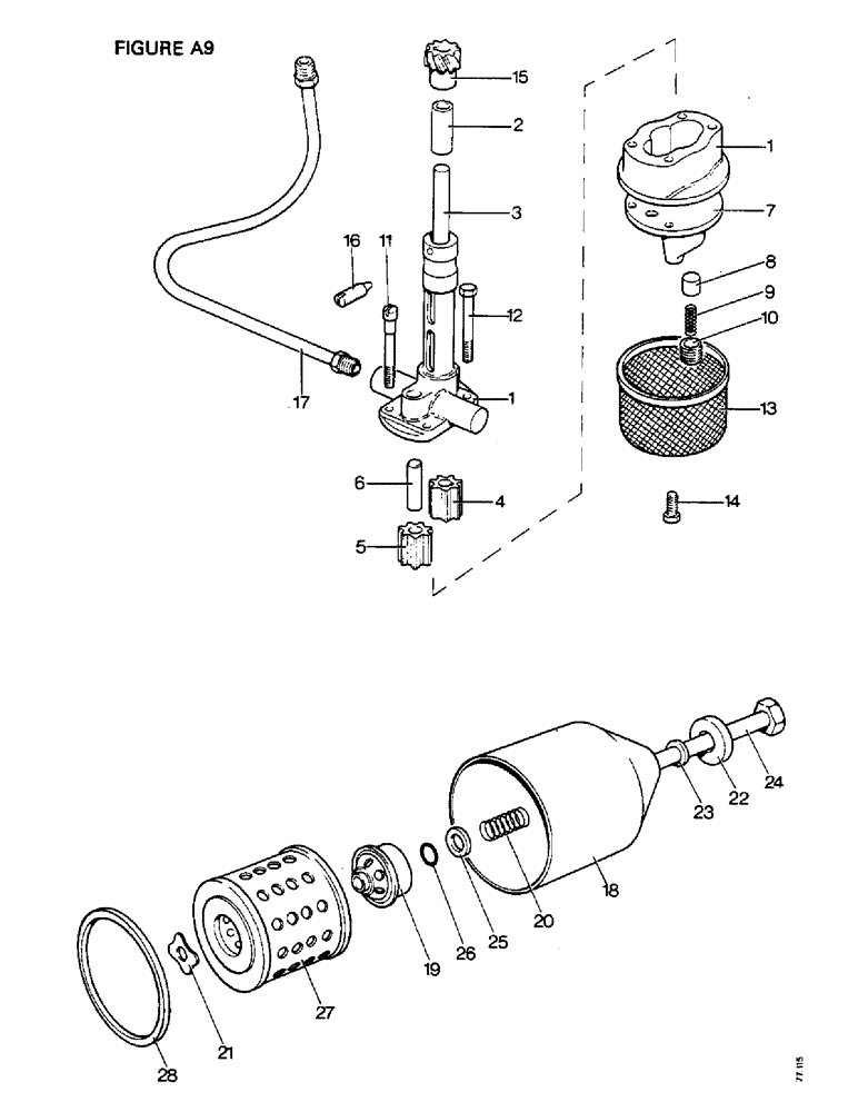 Схема запчастей Case IH 1410 - (A09-1) - ENGINE, OIL PUMP, PIPES AND FILTER, 1410, 1410Q, 1410SK, 1412, 1412Q, 1412G, 1412SK (01) - ENGINE