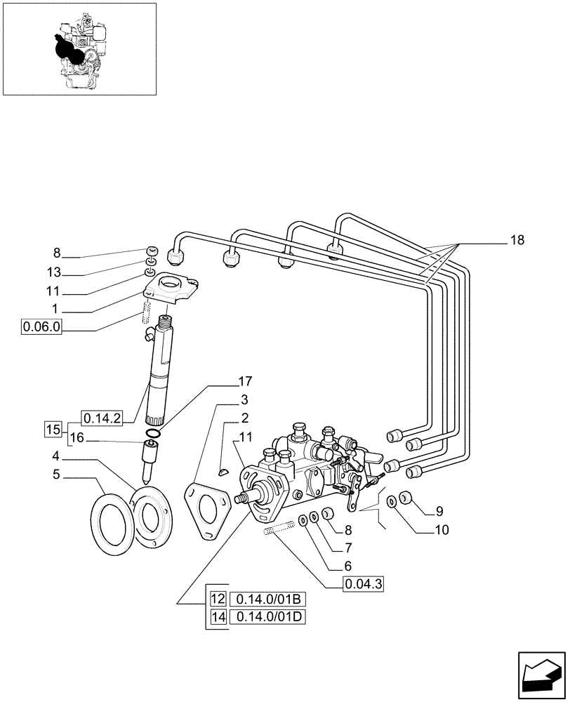 Схема запчастей Case IH JX85 - (0.14.0/01[01]) - FUEL INJECTION PUMP ASSEMBLY (BEFORE S/N 13286) (01) - ENGINE