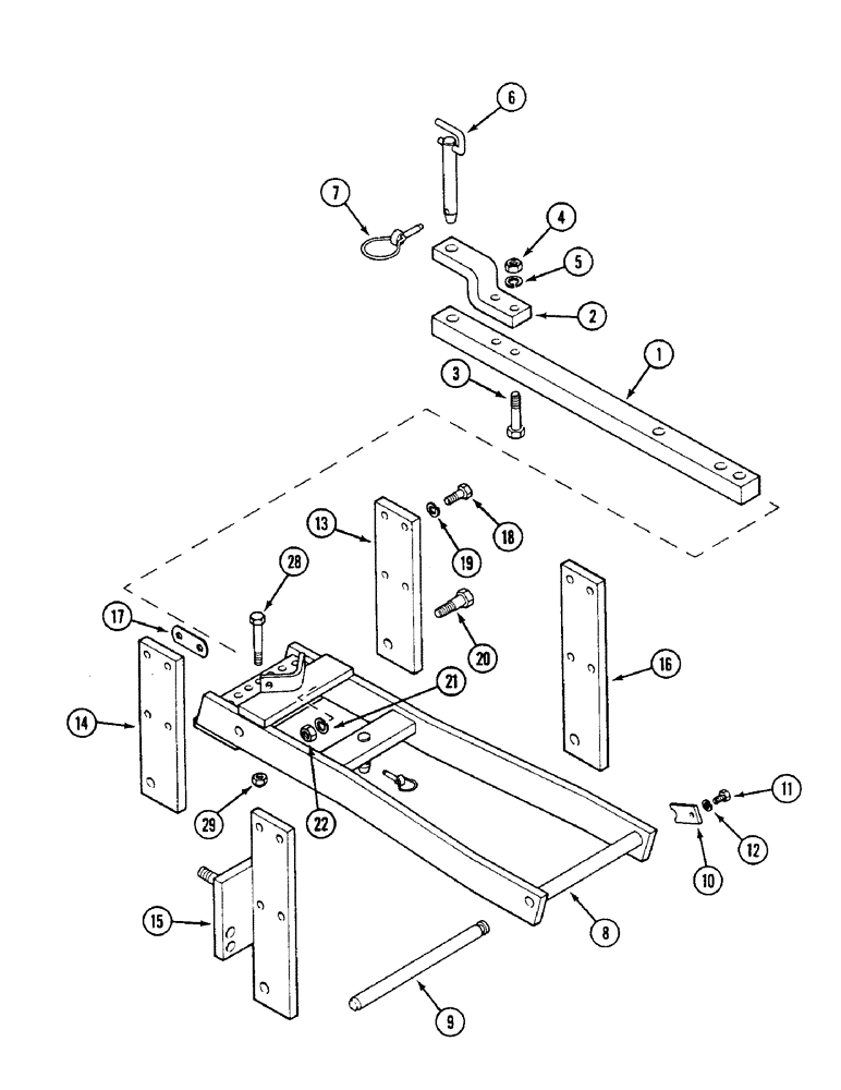 Схема запчастей Case IH 1494 - (9-374) - UNIVERSAL DRAWBAR, P.I.N. 11519846 AND AFTER (09) - CHASSIS/ATTACHMENTS