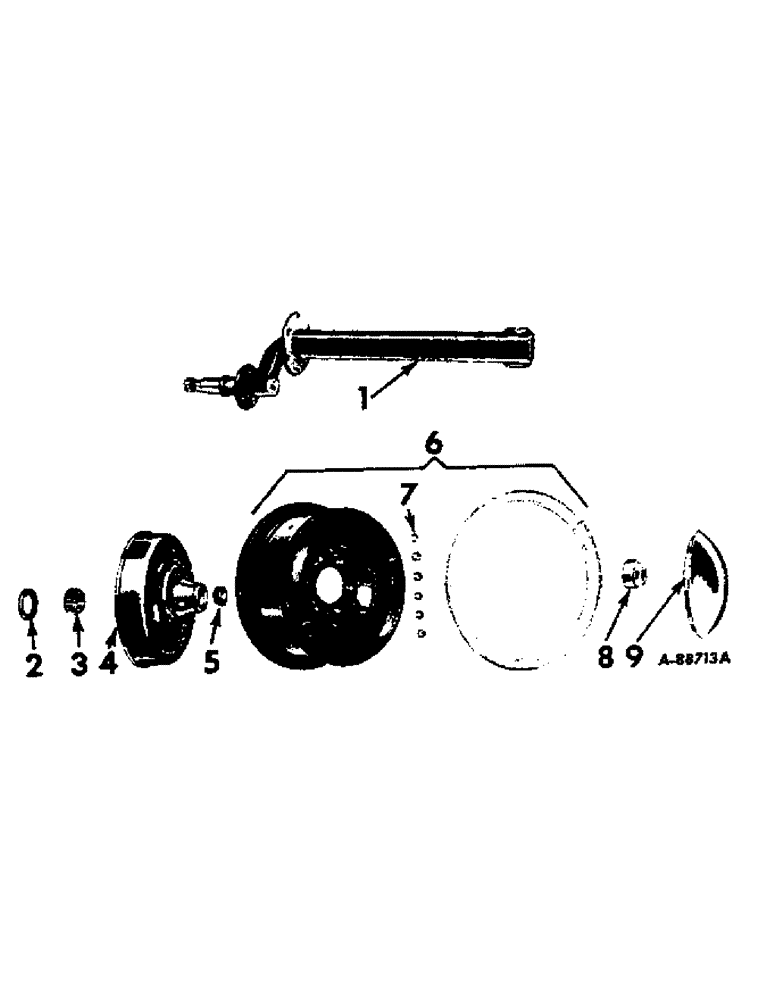 Схема запчастей Case IH VARIOUS - (B-102) - DISC WHEEL AND AXLE, FOR 95 TRAILERS W/SURGE BRAKES, BUILT 1970 & SINCE 