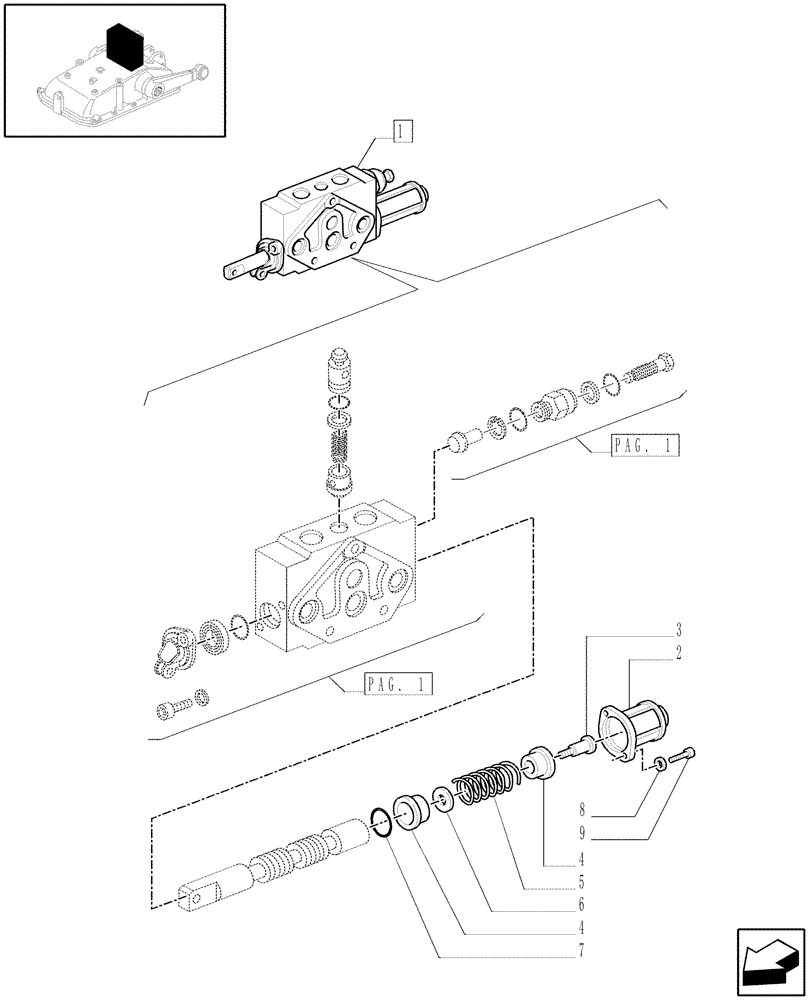 Схема запчастей Case IH JX1075C - (1.82.7/08C[02]) - SIMPLE DOUBLE EFFECT DISTRIBUTOR - PARTS - D5484 (07) - HYDRAULIC SYSTEM