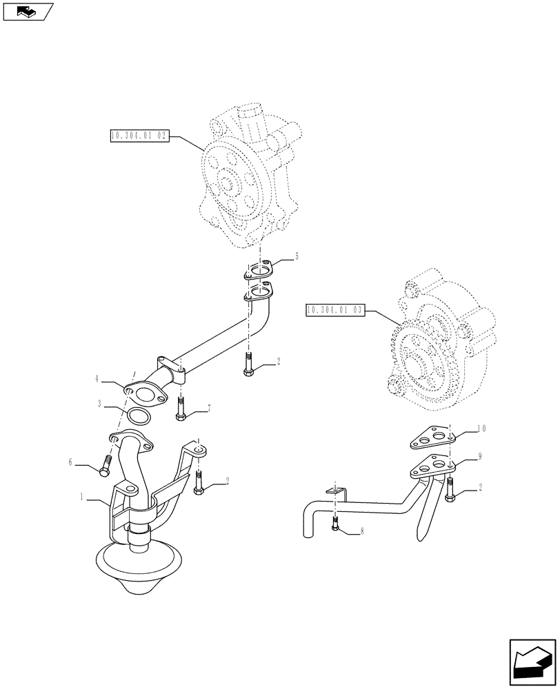 Схема запчастей Case IH F3BFA613A E001 - (10.304.05) - OIL PUMP PIPING (10) - ENGINE