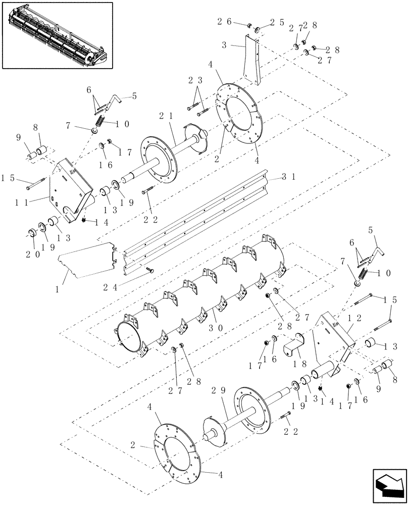 Схема запчастей Case IH 2010 - (20.13.31[1]) - BAT REEL, HCC INC, BPIN CBJ020205 [INCLUDES ALL HAJ PINS] (58) - ATTACHMENTS/HEADERS