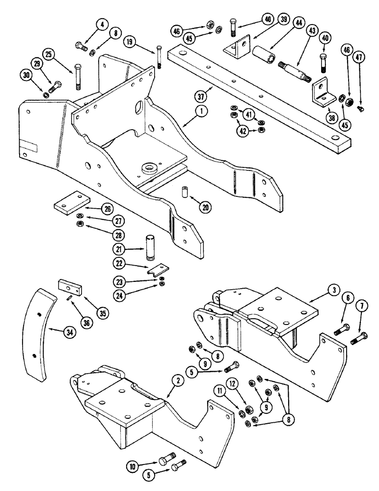 Схема запчастей Case IH 4890 - (9-350) - DRAWBAR AND SUPPORTS, WITH HITCH, P.I.N. 8860450 AND AFTER (09) - CHASSIS/ATTACHMENTS